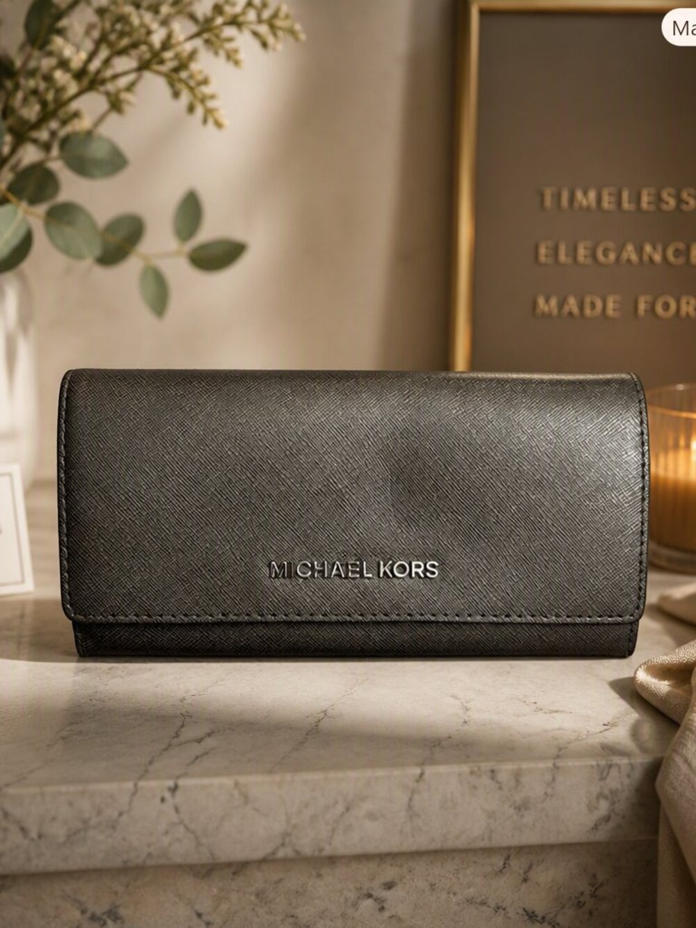 Michael Kors JetโSet Large Saffiano Leather Snap-Front Wallet